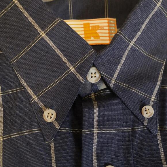 Vintage Men's Large K for Men Kortaja Navy Short Sleeve Button Down - Picture 3 of 5